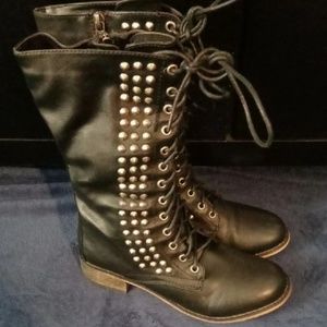Silver studded combat boots